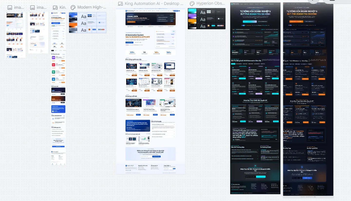 Ảnh chụp thật Google Stitch thử nhiều phương án giao diện website King Automation AI