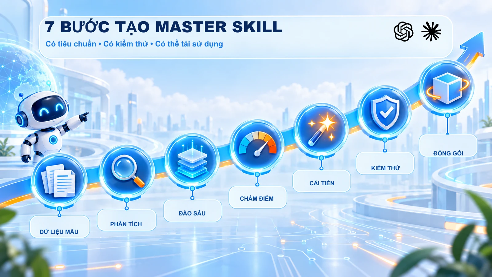 Quy trình 7 bước tạo Master Skill Agent từ dữ liệu mẫu đến đóng gói